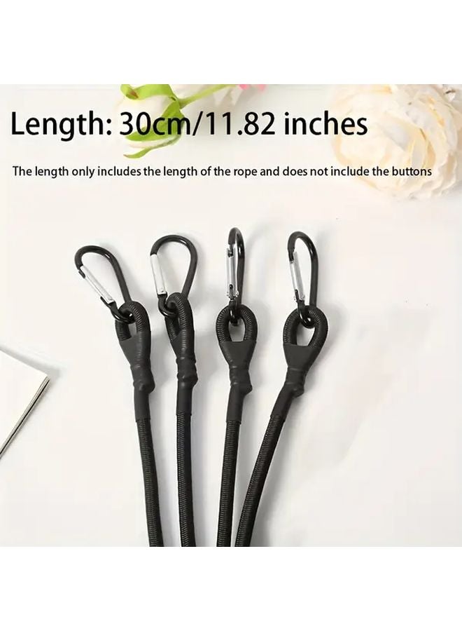 Premium Black Elastic Rope Strap 4pcs with Card Drill Hook for Outdoor Tent Luggage Rack Camping Cargo Bicycle - Image 1