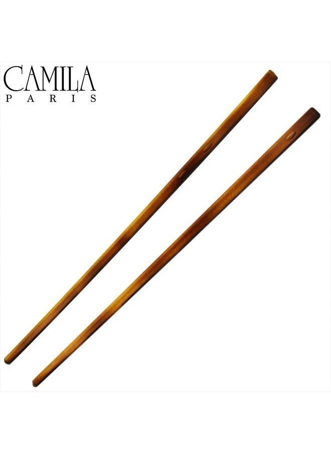 CAMILA - Paris AD28/2 French Twist Stick Hair Pin, Set of 2 Tortoise Shell, Girls Chopsticks Hair Pins for Spiral Updo Bun, Fashion Flexible Durable Styling Hair Accessories for Women, Made in France - Image 1