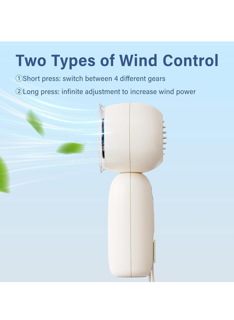 KASTWAVE Portable Fans Rechargeable, High Speed Handheld Fan With Landyard, Mini Fan 3000mAh Battery, LED Display, Stepless Wind Speed/5 Gears Wind, Cute Cooling Fans for Travel Outdoor, White, 1 Pcs - Image 2