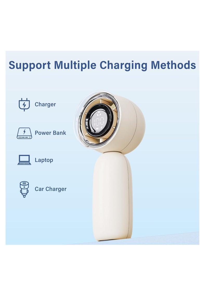 KASTWAVE Portable Fans Rechargeable, High Speed Handheld Fan With Landyard, Mini Fan 3000mAh Battery, LED Display, Stepless Wind Speed/5 Gears Wind, Cute Cooling Fans for Travel Outdoor, White, 1 Pcs - Image 5
