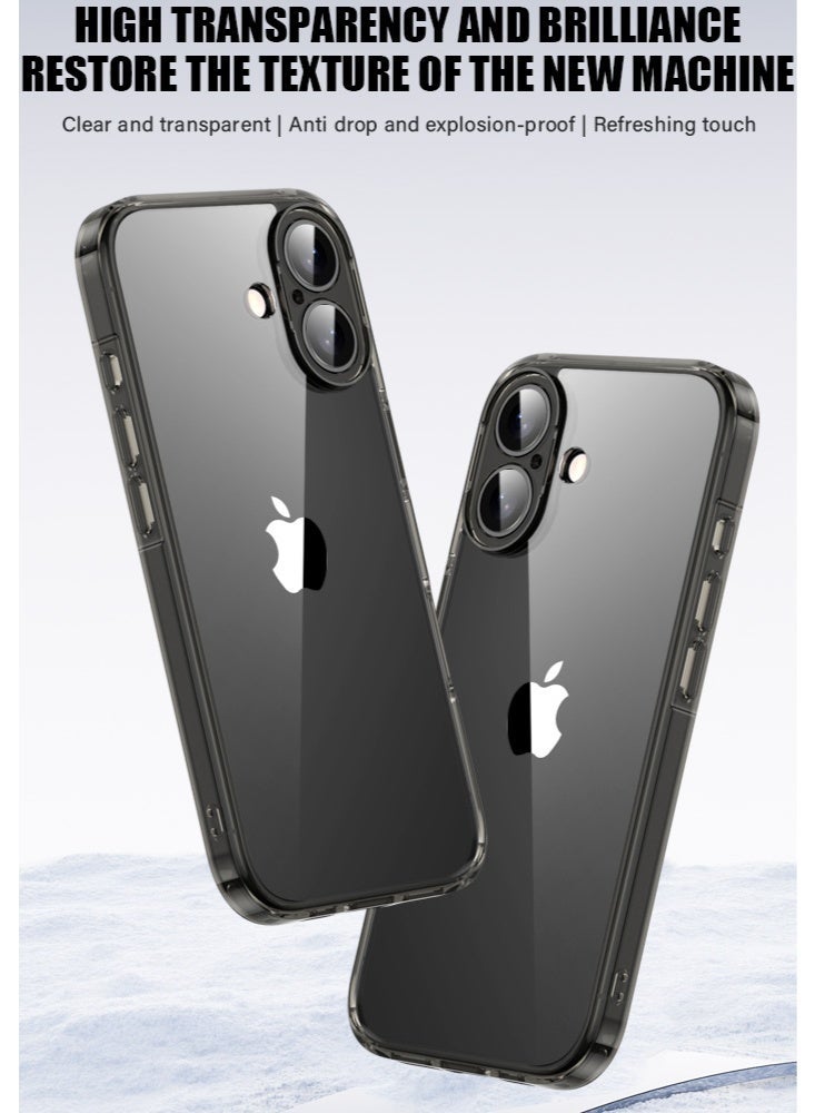 آيفون 17 حالة شفافة ، واضحة بالكريستال مع 4 وسائد هوائية زاوية ورفعت حارس الكاميرا ، مضادة للصفراء والصدمات العسكرية ، رمادي - Image 1