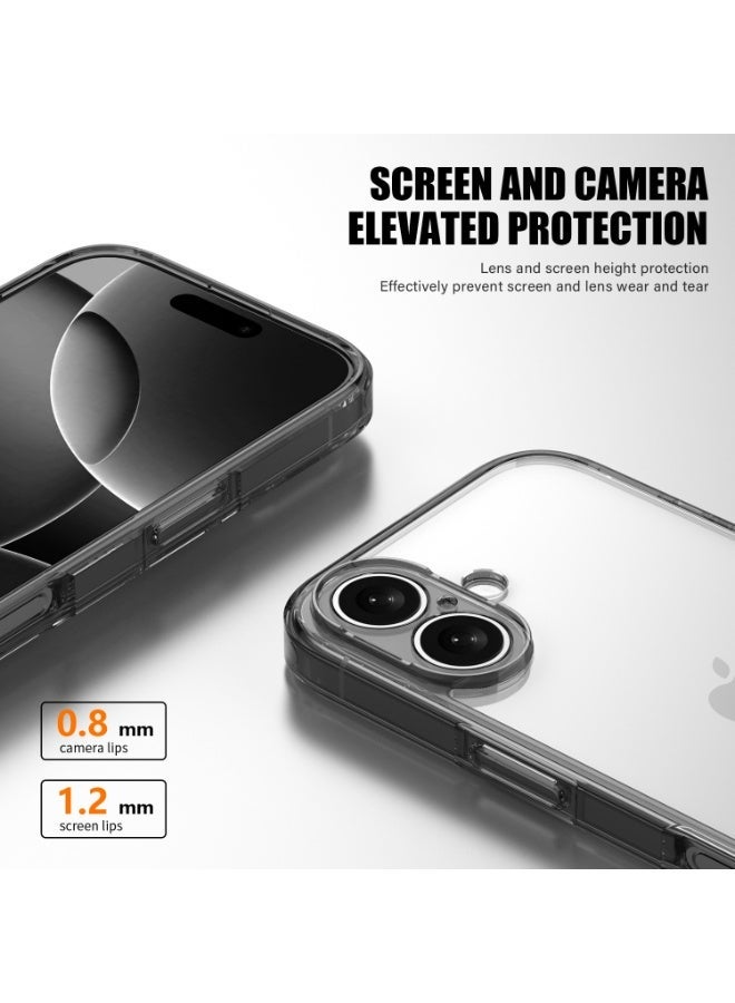 آيفون 17 حالة شفافة ، واضحة بالكريستال مع 4 وسائد هوائية زاوية ورفعت حارس الكاميرا ، مضادة للصفراء والصدمات العسكرية ، رمادي - Image 3