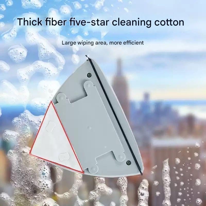 ZETTRAP Magnetic Window Glass Cleaner Triangle Shape Double Sided Glass Wiper Squeegee Washing Equipment Washing Brush Tool with Safety Rope Windshield Cleaner,Household Cleaner (Medium) - Image 3