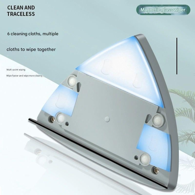 ZETTRAP Magnetic Window Glass Cleaner Triangle Shape Double Sided Glass Wiper Squeegee Washing Equipment Washing Brush Tool with Safety Rope Windshield Cleaner,Household Cleaner (Medium) - Image 2
