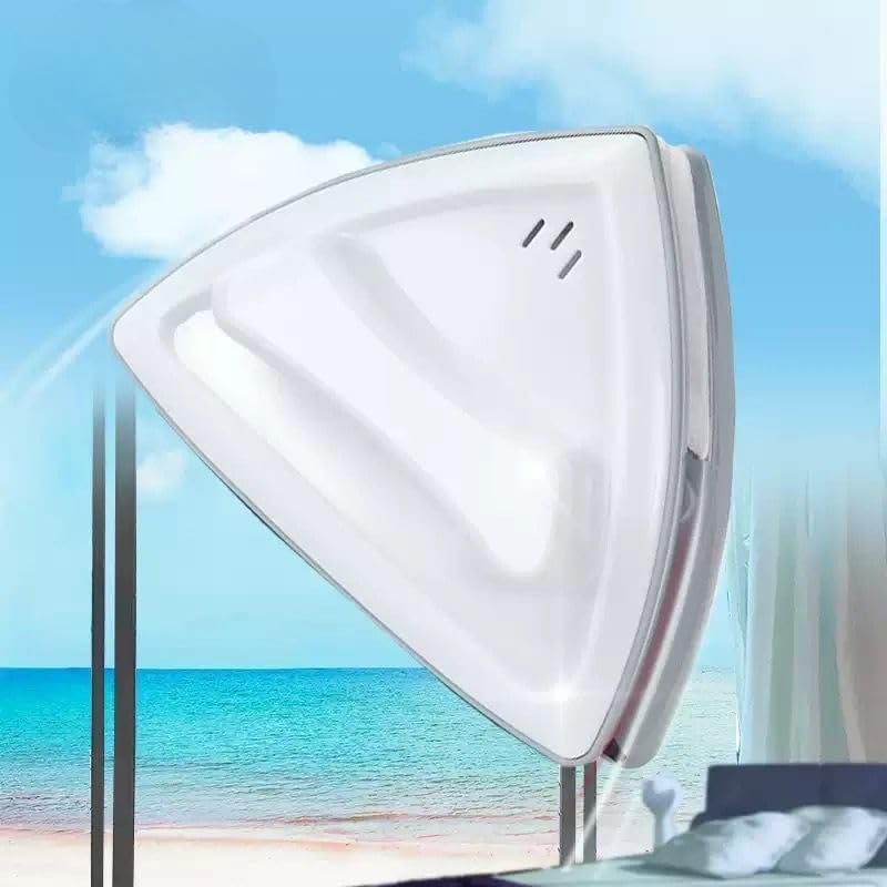 ZETTRAP Magnetic Window Glass Cleaner Triangle Shape Double Sided Glass Wiper Squeegee Washing Equipment Washing Brush Tool with Safety Rope Windshield Cleaner,Household Cleaner (Medium) - Image 1
