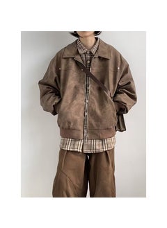 2024 Vintage Brown Leather Jacket for Men Brown