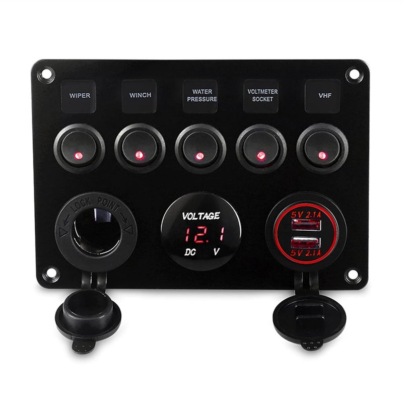 Wivplex Car Boat Switch Panel with Dual USB Charger - Image 1