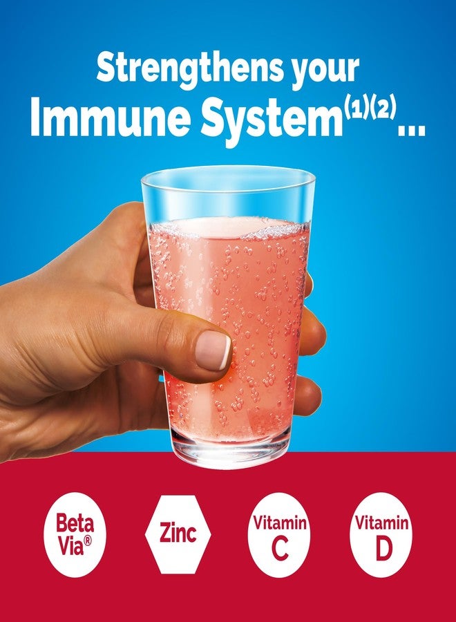 Emergen-C Immune+ Triple Action Immune Support Powder, BetaVia (R), 1000mg Vitamin C, B Vitamins, Vitamin D and Antioxidants, Raspberry – 30 Count - Image 2