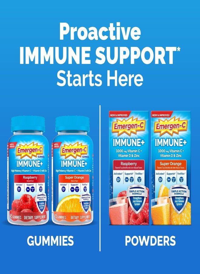 Emergen-C Immune+ Triple Action Immune Support Powder, BetaVia (R), 1000mg Vitamin C, B Vitamins, Vitamin D and Antioxidants, Raspberry – 30 Count - Image 5