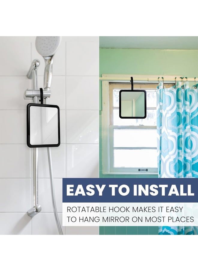 Mirrorvana Fogless Shower Mirror for Shaving with Hook for Hanging and Anti Fog Shatterproof Surface - Fill Back Chamber/Reservoir with Hot Water for Fog Free Shave (Black, 8" x 7") - Image 3