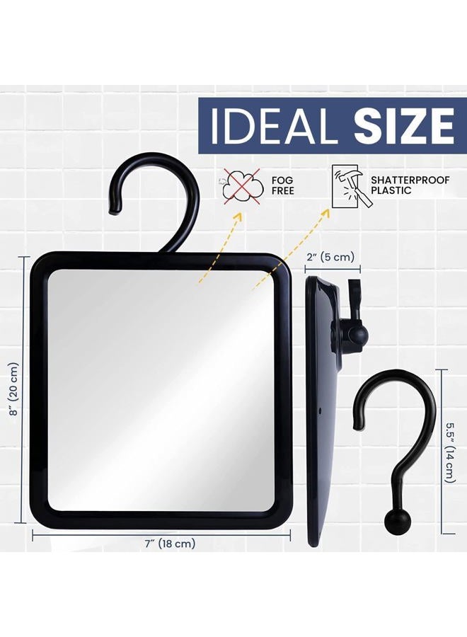Mirrorvana Fogless Shower Mirror for Shaving with Hook for Hanging and Anti Fog Shatterproof Surface - Fill Back Chamber/Reservoir with Hot Water for Fog Free Shave (Black, 8" x 7") - Image 5