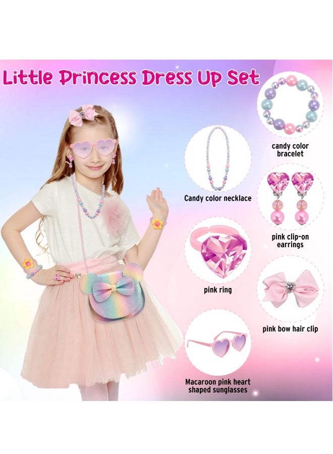 Girls Shoulder Bags Set, Cute Kids Purse Crossbody Bags, Purse for Little Girls, with Kids Dress Up Jewelry Set Pretend Play Accessories, Birthday Presents for 3 4 5 6 Years Old Girls  - Image 1