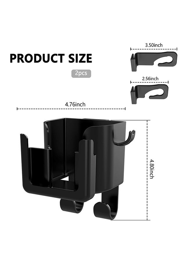 Peachjoy 2PCS Car Back Seat Organizer - Multifunctional Hooks, Cup Holder, and Phone Holder - Universal Accessories for Umbrellas, Keys, Bags， Water-Resistant Design, Extra Car Cup Holder for Most Vehicles - Image 2
