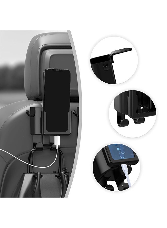 Peachjoy 2PCS Car Back Seat Organizer - Multifunctional Hooks, Cup Holder, and Phone Holder - Universal Accessories for Umbrellas, Keys, Bags， Water-Resistant Design, Extra Car Cup Holder for Most Vehicles - Image 4