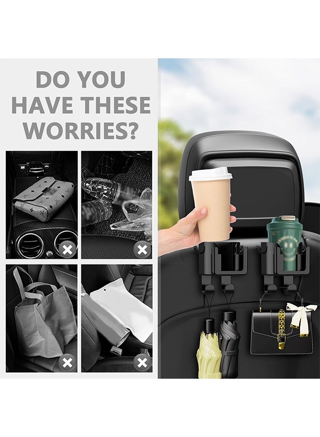 Peachjoy 2PCS Car Back Seat Organizer - Multifunctional Hooks, Cup Holder, and Phone Holder - Universal Accessories for Umbrellas, Keys, Bags， Water-Resistant Design, Extra Car Cup Holder for Most Vehicles - Image 5