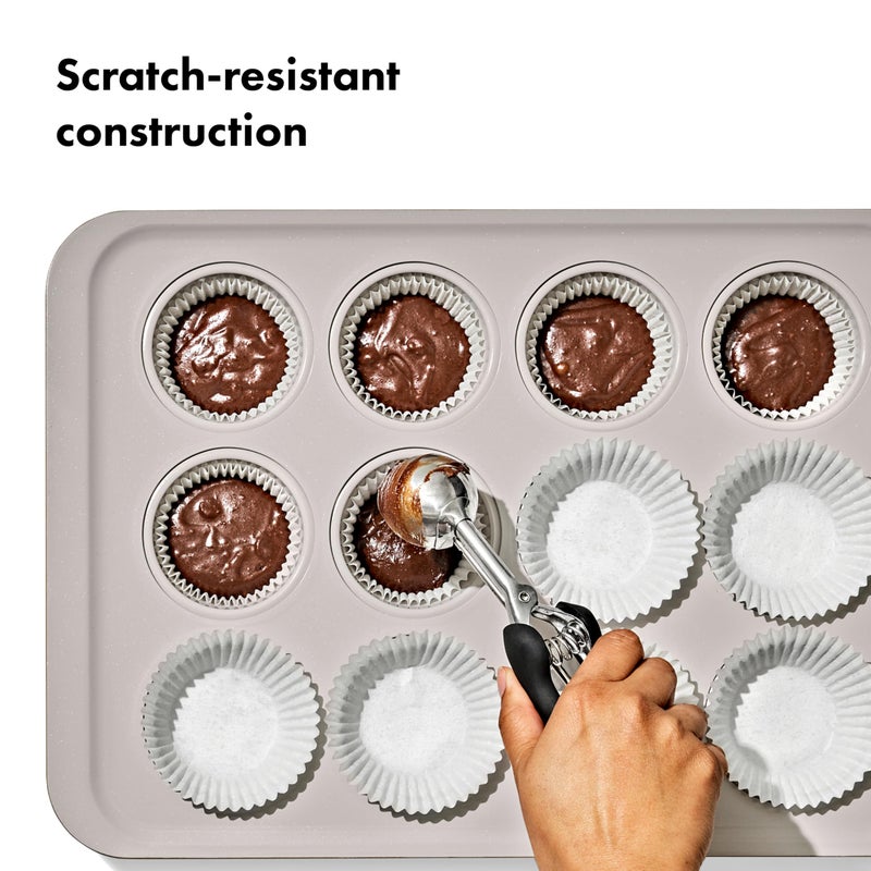 OXO Good Grips Non-Stick Pro Ceramic Coated Metal Bakeware 12 Cup Muffin Pan â€“ Biscuit - Image 3