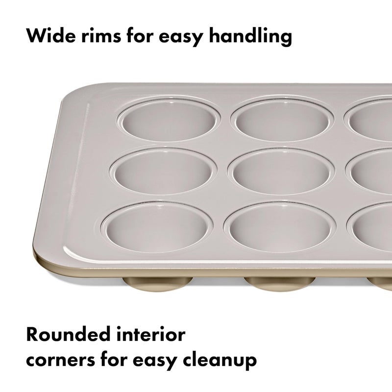 OXO Good Grips Non-Stick Pro Ceramic Coated Metal Bakeware 12 Cup Muffin Pan â€“ Biscuit - Image 5