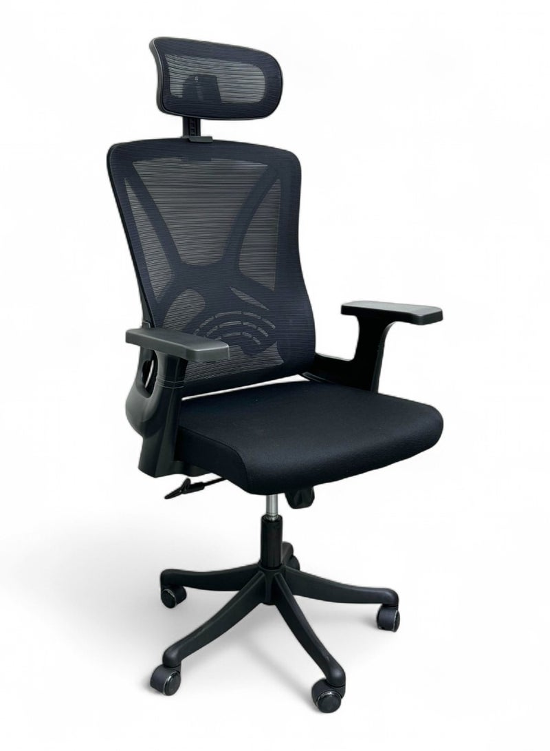 Wooden Twist Sitera Prime 360° Swivel Office Chair with Lumbar Support, Reclining High Back (Black)  - Image 4