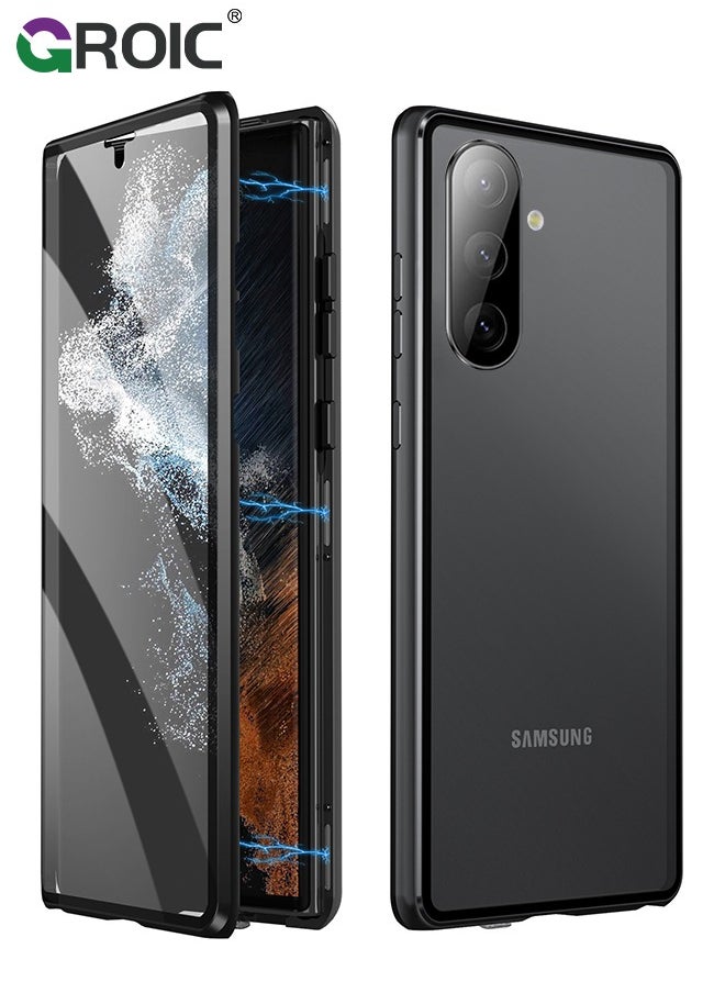 GROIC Magnetic Case for Samsung Galaxy S24 Plus 6.6", Double Sided HD Tempered Glass Fingerprint Unlock Super Magnetic Adsorption Metal Bumper Frame 360° Full Protective Phone Cover  - Image 1