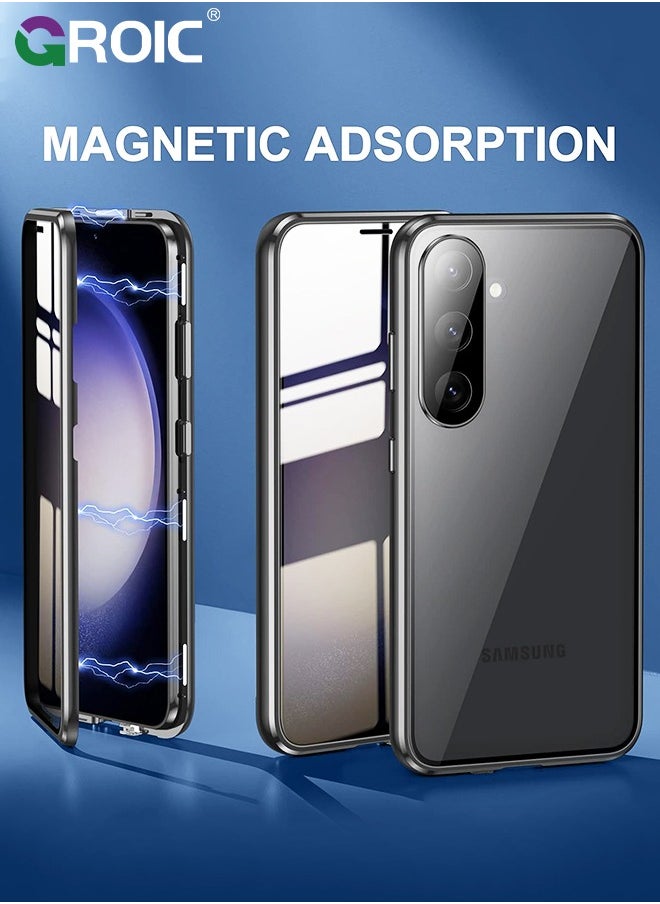 GROIC Magnetic Case for Samsung Galaxy S24 Plus 6.6", Double Sided HD Tempered Glass Fingerprint Unlock Super Magnetic Adsorption Metal Bumper Frame 360° Full Protective Phone Cover  - Image 3