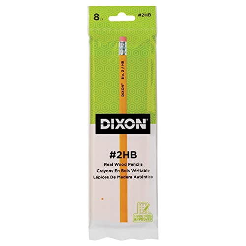 Dixon No. 2 Yellow Pencils, Wood-Cased, Black Core, #2 HB Soft, 8-Count (14408) - Image 1