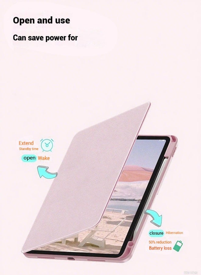 [تخفيضات التصفية] حافظة HONOR Pad X8a مقاس 11 بوصة، حماية دوارة 360 درجة، مع حامل أقلام، حامل نحيف للتنشيط التلقائي، حافظة ذكية شفافة من البولي يوريثان الحراري، غطاء خلفي مجاني 29 درهمًا إماراتيًا، غشاء واقٍ مضاد للتوهج/جراب تابلت من اللباد - وردي - Image 2