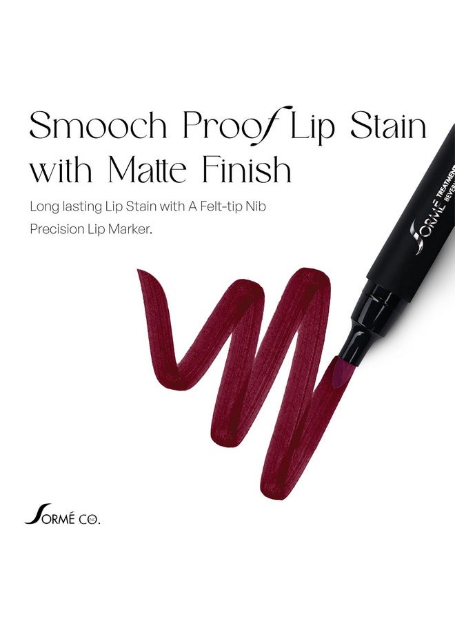 Sorme - SORMÉ Smooch Proof Lip Stains with Matte Finish - Long lasting Lip Stain with A Felt-tip Nib Precision Lip Marker - Gluten Free, Vegetable Dye Based, Smear Proof, and Color Pop Lip Stain Marker - Vamp - Image 1