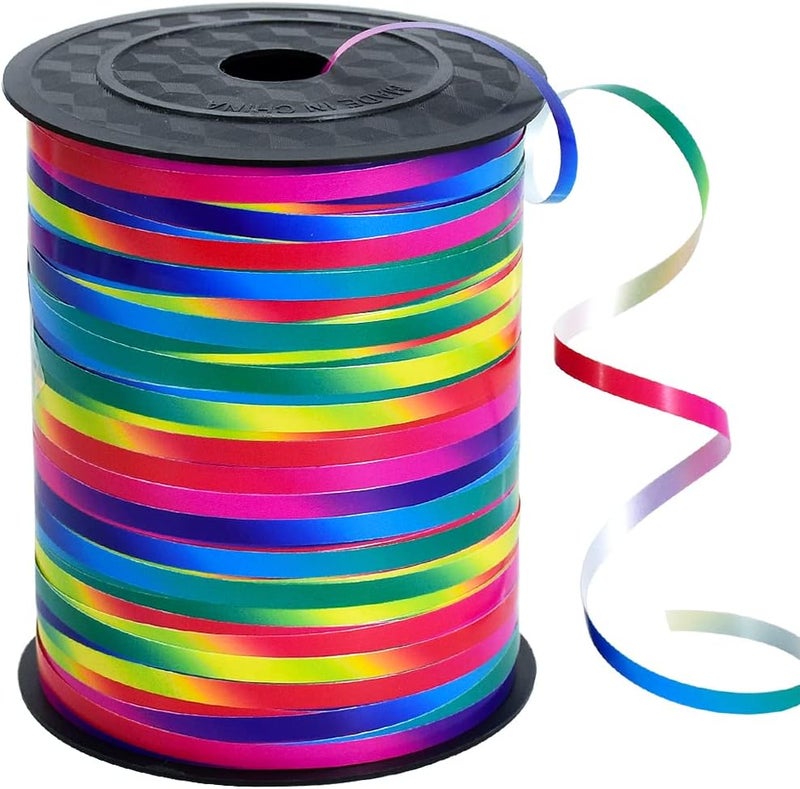 BEISHIDA 500 Yards Rainbow Curling Ribbon Balloon String, Multicolor Balloon Ribbon for Crafts Colorful Crimped Curling Ribbon for Gift Wrapping Party Festival Art Florist Flowers Decoration Supplies - Image 1