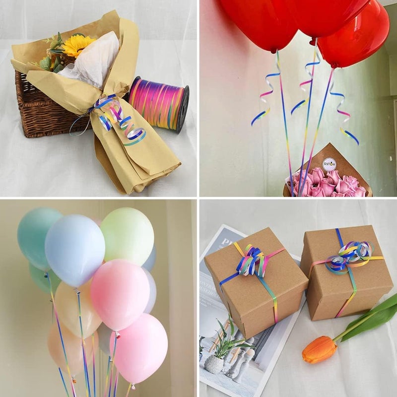 BEISHIDA 500 Yards Rainbow Curling Ribbon Balloon String, Multicolor Balloon Ribbon for Crafts Colorful Crimped Curling Ribbon for Gift Wrapping Party Festival Art Florist Flowers Decoration Supplies - Image 4