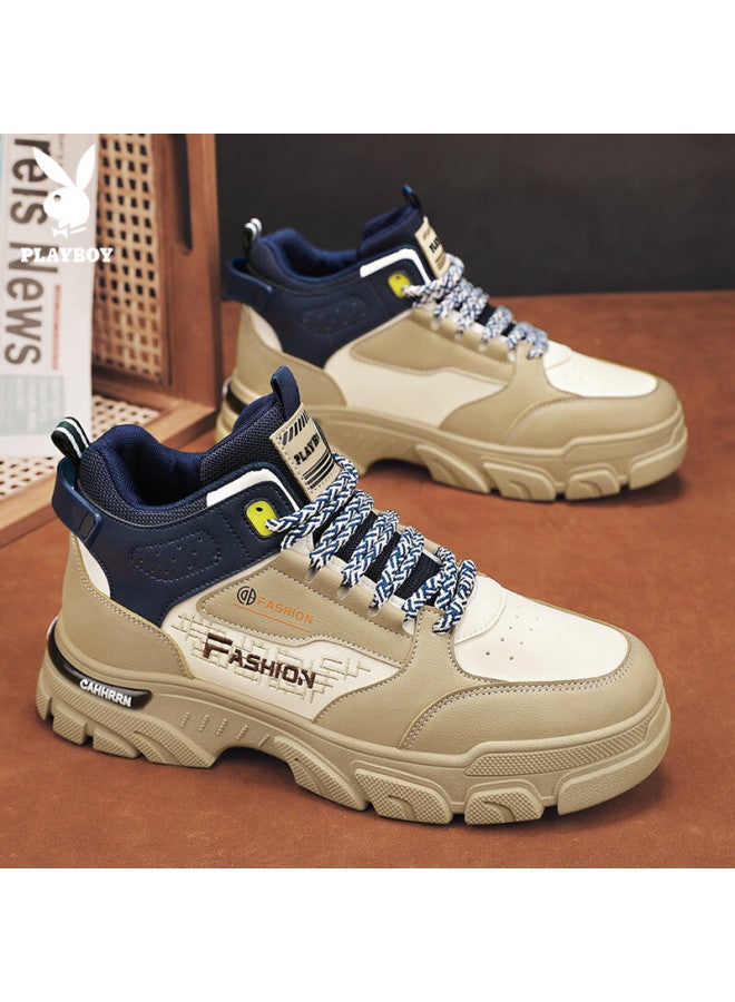 Playboy Men's High-top Sneakers  Autumn Winter Thick-soled Casual Martin Shoes Milan Trendy Style Size 39 - Image 3