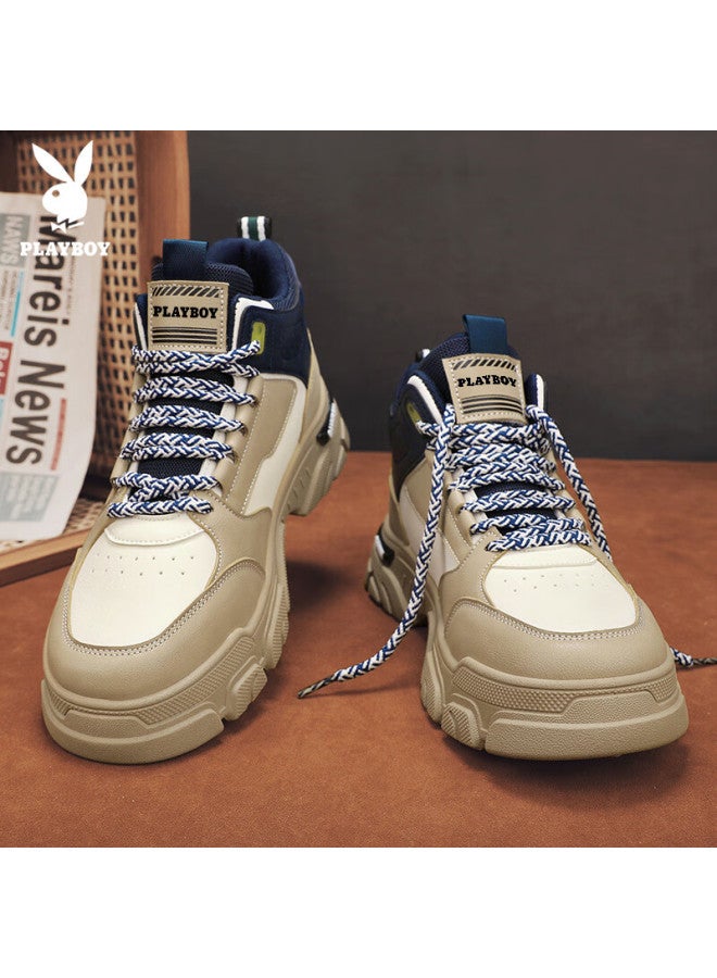 Playboy Men's High-top Sneakers  Autumn Winter Thick-soled Casual Martin Shoes Milan Trendy Style Size 39 - Image 2