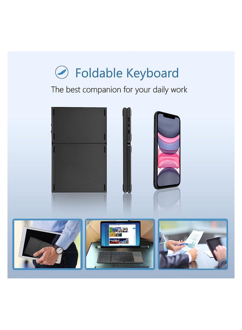 MUNTAQI Foldable Bluetooth Keyboard, Wireless Bluetooth Keyboard with Touchpad, Pocket Size USB Rechargeable Bluetooth Keyboard for iOS/Windows/Android Smartphones/Tablets - Image 5