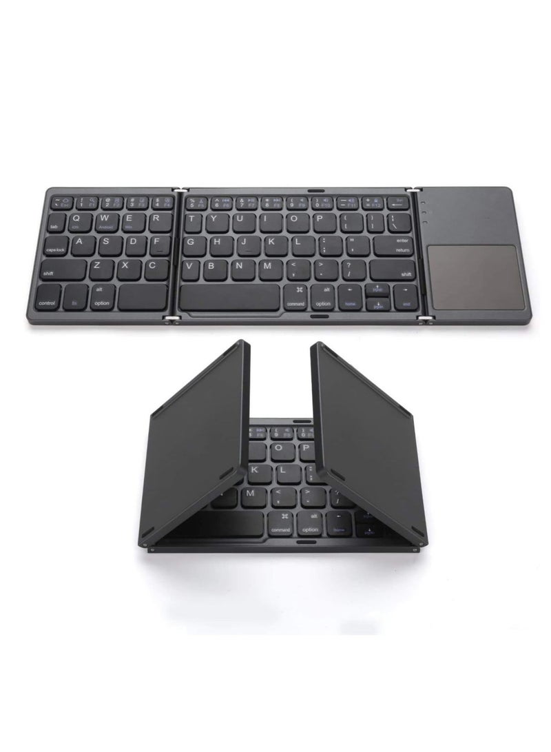 MUNTAQI Foldable Bluetooth Keyboard, Wireless Bluetooth Keyboard with Touchpad, Pocket Size USB Rechargeable Bluetooth Keyboard for iOS/Windows/Android Smartphones/Tablets - Image 1