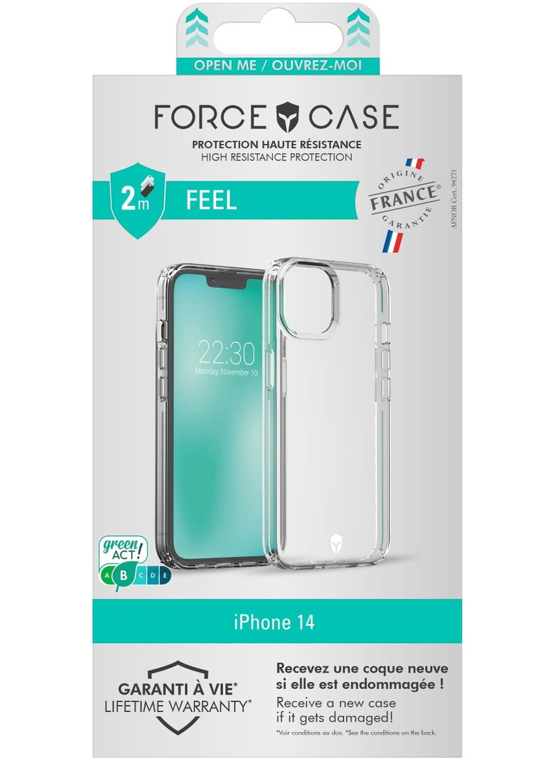 FORCE Force Case iPhone 14 FEEL Made in France Reinforced Case Lifetime Warranty Transparent - 50% Recycled plastic  - Image 1