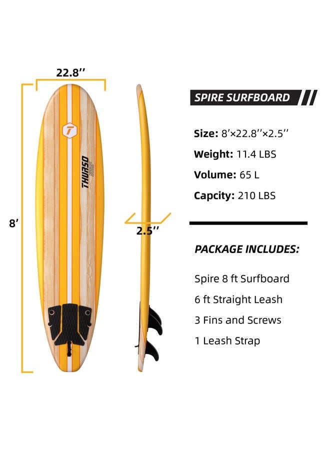 THURSO SURF لوح ركوب الأمواج ثورسو سيرف سباير 8 قدم - نواة EPS متينة، لوح ركوب أمواج عالي الأداء بسطح ناعم لجميع مستويات المهارة - Image 5