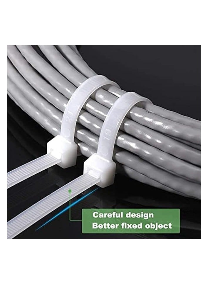 أكسون روابط كبل AQSON، إدارة الكابلات، أربطة أسلاك بيضاء بسحاب، أربطة كابلات من النايلون (200 مم) (عبوة من 100) - Image 2