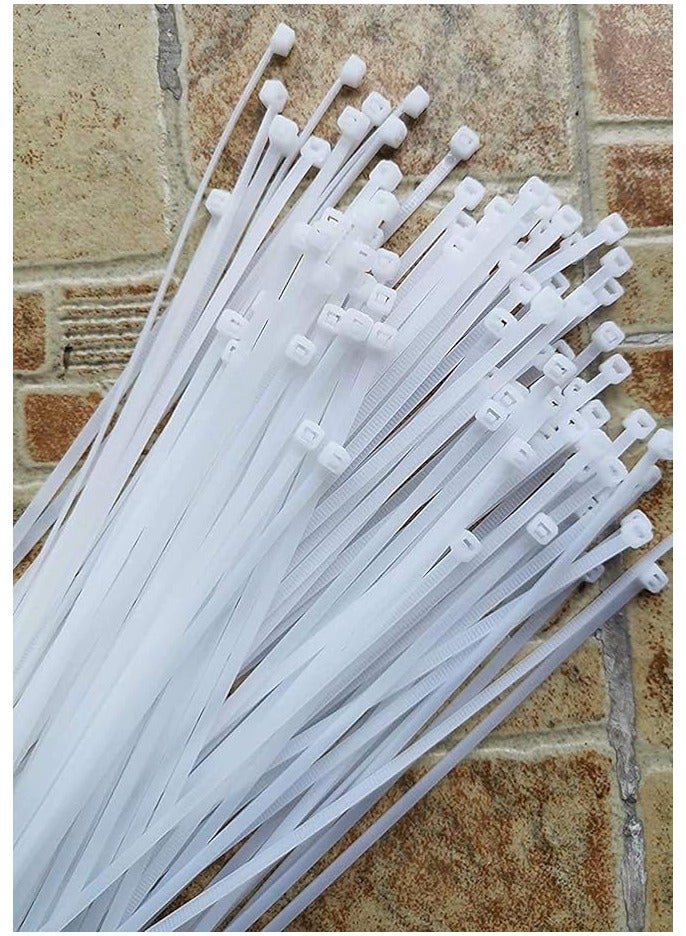 أكسون روابط كبل AQSON، إدارة الكابلات، أربطة أسلاك بيضاء بسحاب، أربطة كابلات من النايلون (200 مم) (عبوة من 100) - Image 3