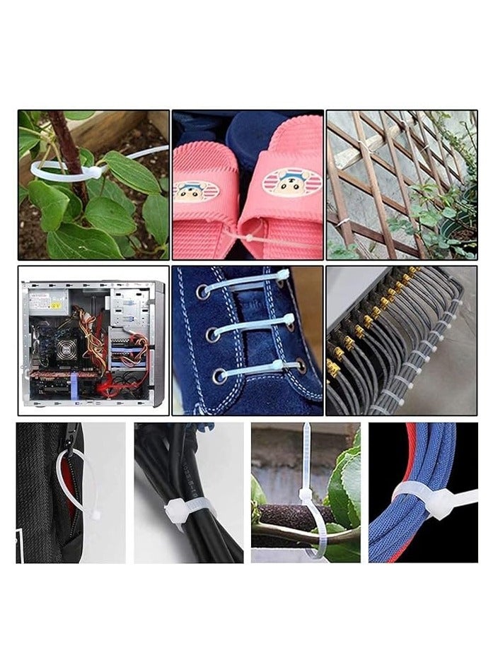 أكسون روابط كبل AQSON، إدارة الكابلات، أربطة أسلاك بيضاء بسحاب، أربطة كابلات من النايلون (200 مم) (عبوة من 100) - Image 4