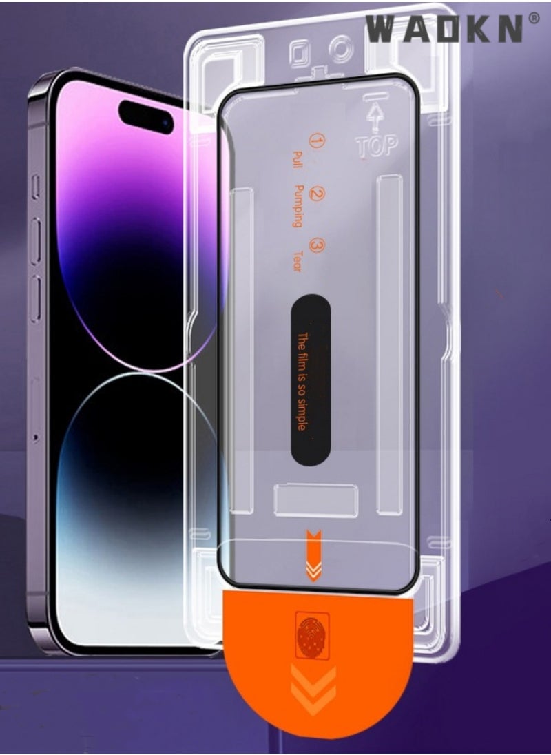 WAOKN For iPhone 15 Plus Screen Protector With Easy Dust Removal Installation Tool, 9H Diamond Hardness Clear Tempered Glass, Full Coverage, Bubble Free, Anti-Fingerprint (iPhone 15 Plus 6.7 Inch)  - Image 1