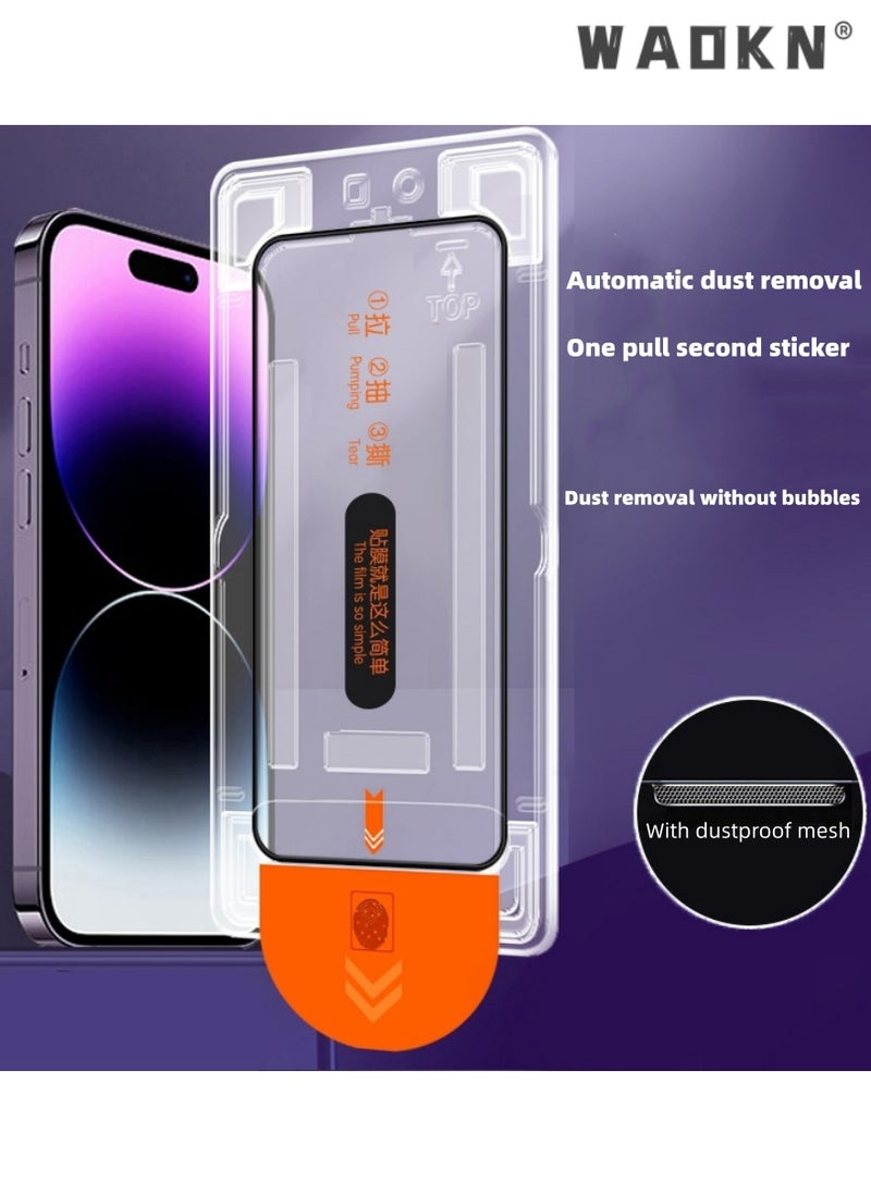 WAOKN For iPhone 15 Plus Screen Protector With Easy Dust Removal Installation Tool, 9H Diamond Hardness Clear Tempered Glass, Full Coverage, Bubble Free, Anti-Fingerprint (iPhone 15 Plus 6.7 Inch)  - Image 5