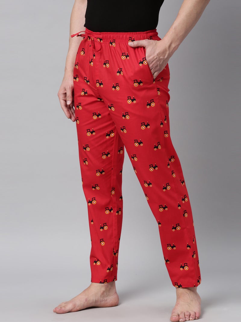 Joven Men Red Printed Lounge Pant - Image 3