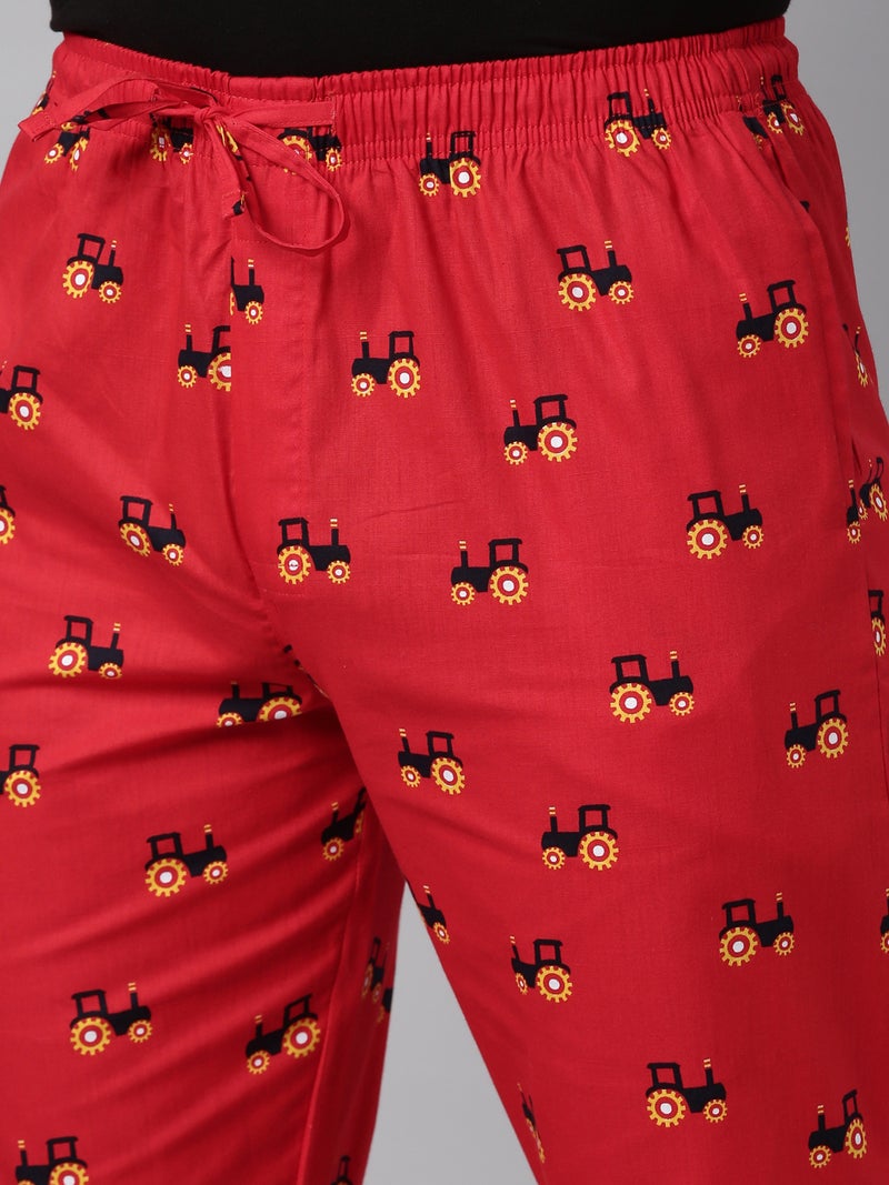 Joven Men Red Printed Lounge Pant - Image 4
