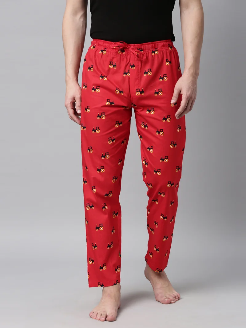 Men Red Printed Lounge Pant