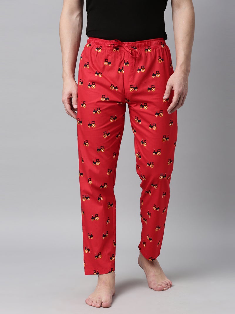 Joven Men Red Printed Lounge Pant - Image 1