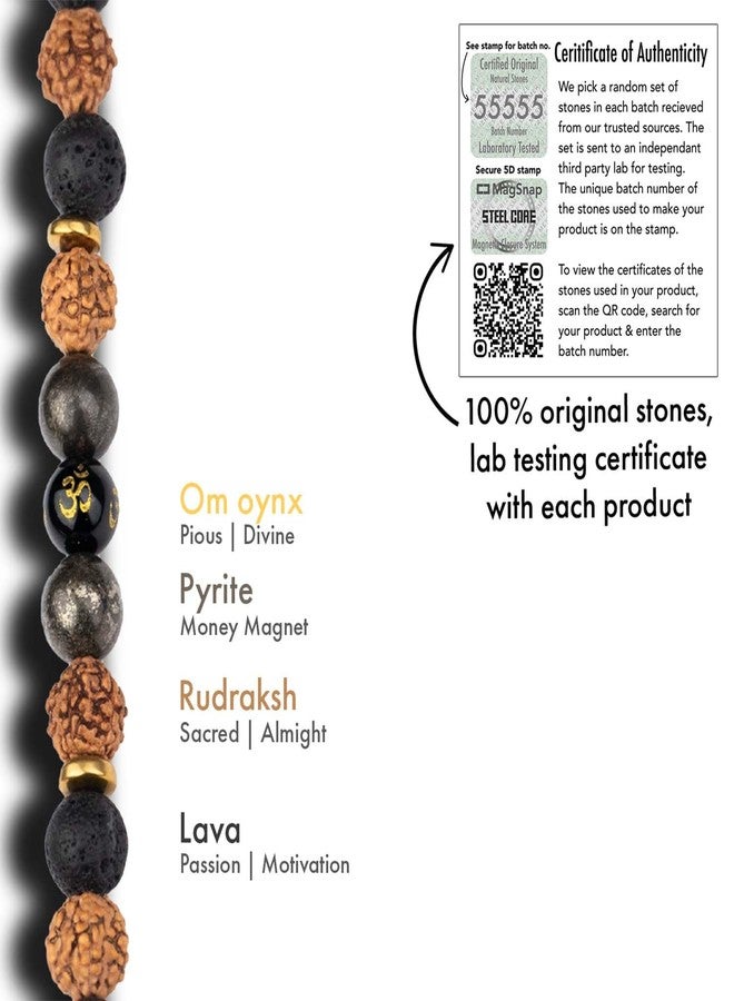 Mesmerize Natural Stone Bracelets | Rudraksh bracelets with Durable MagSnap 2 Magnetic Closure | Unique Artisanal Design | Lab-Tested Certificate & 6-Month Warranty Included - Image 4