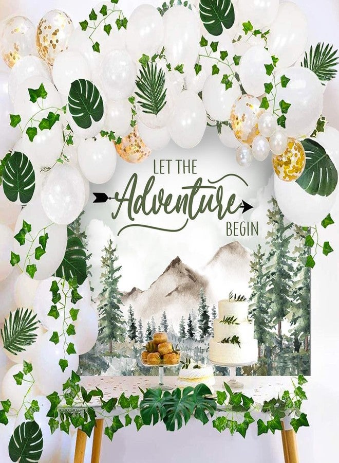 Mocsicka Adventure Awaits Baby Shower Backdrop Pine Tree Mountain Wilderness Adventure Woodland Animals Background Vinyl Let The Adventure Begin Party Photography Backdrop for Photoshoot (7x5ft) - Image 3