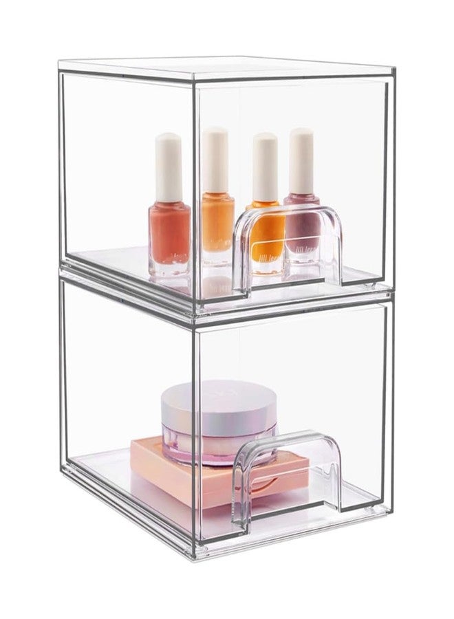 HouseWarming Korean Aesthetic Multipurpose Drawer Storage Containers for Kitchen, Makeup, Skincare and Cosmetic (2 Stackable Small) - Image 1
