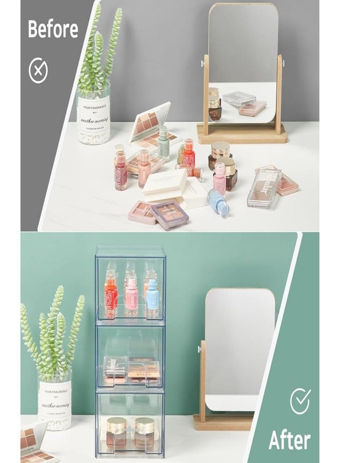 HouseWarming Korean Aesthetic Multipurpose Drawer Storage Containers for Kitchen, Makeup, Skincare and Cosmetic (2 Stackable Small) - Image 3