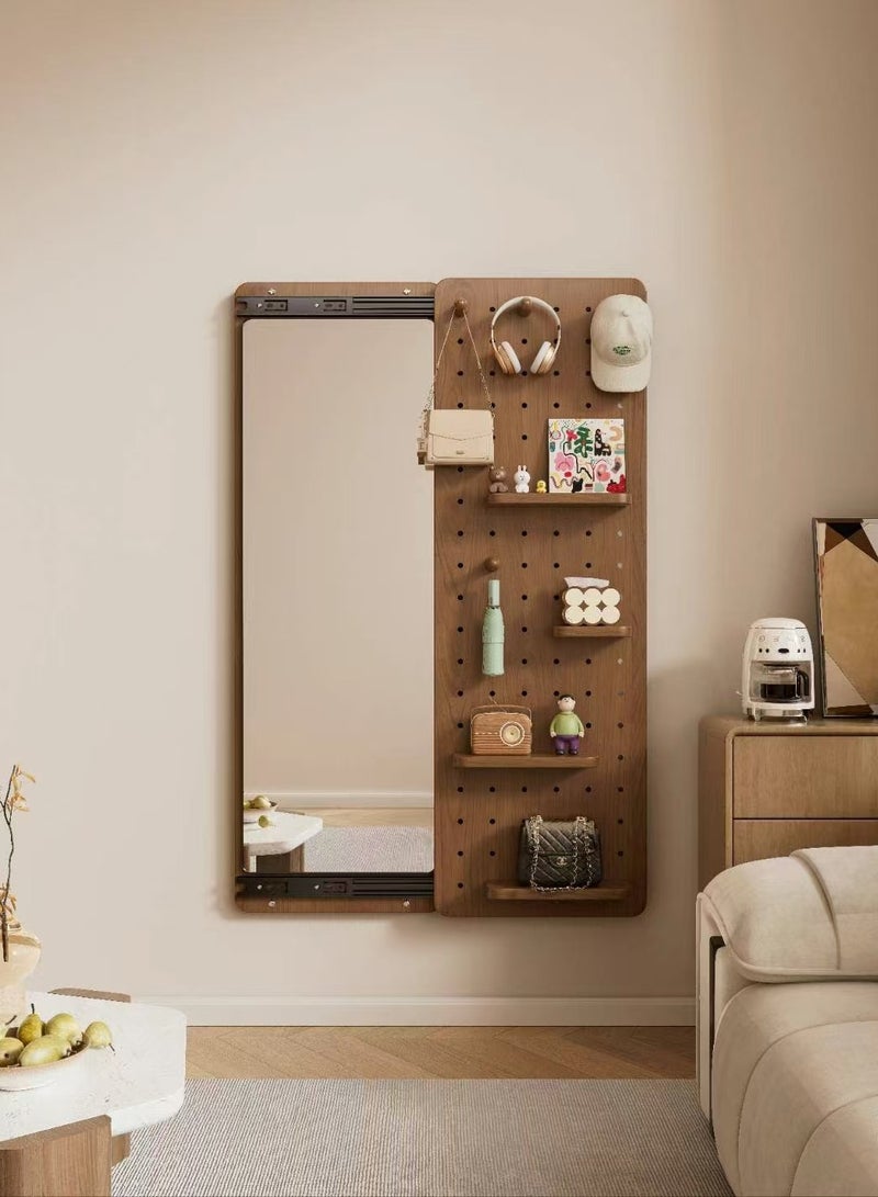 Full Length Dressing Try-On Makeup Mirror with Pegboard - Wall Mounted Full Body Mirror with Storage Shelves & Garment Rack, Multi-Functional 2-in-1 Organizer for Bedroom, Living Room & Entryway (40x120cm) - Image 1