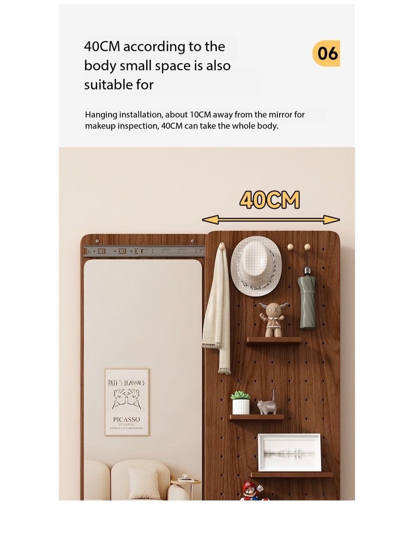 Full Length Dressing Try-On Makeup Mirror with Pegboard - Wall Mounted Full Body Mirror with Storage Shelves & Garment Rack, Multi-Functional 2-in-1 Organizer for Bedroom, Living Room & Entryway (40x120cm) - Image 3
